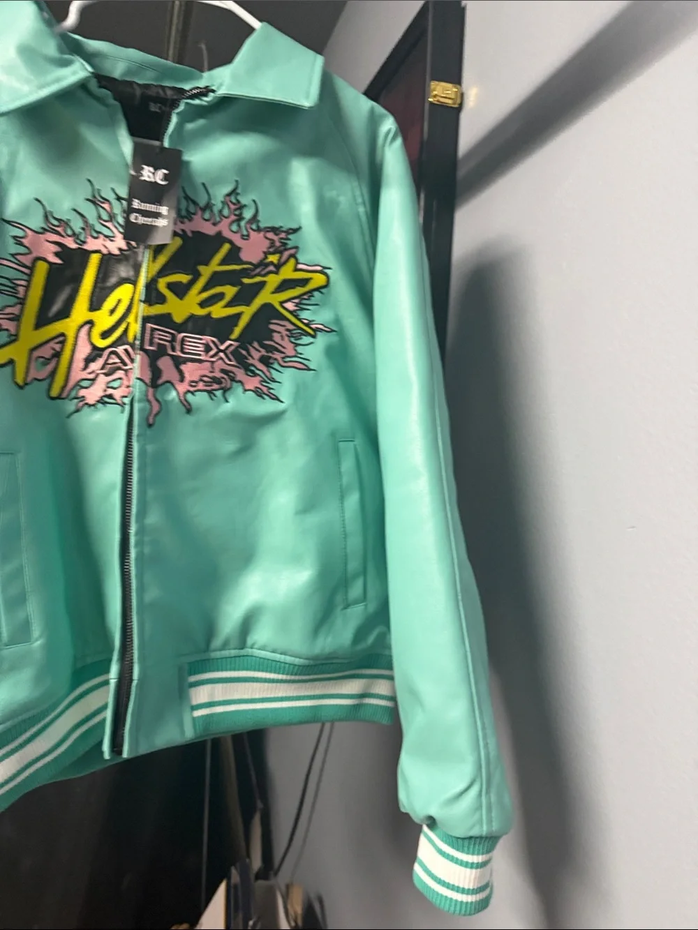 Avirex Mint Green Graphic Bomber Jacket